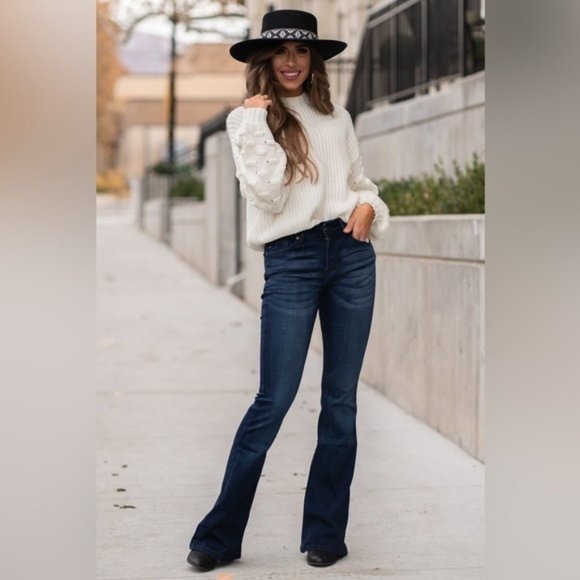 New Kan Can Dark Wash Flare Leg Jeans - Picture 7 of 9